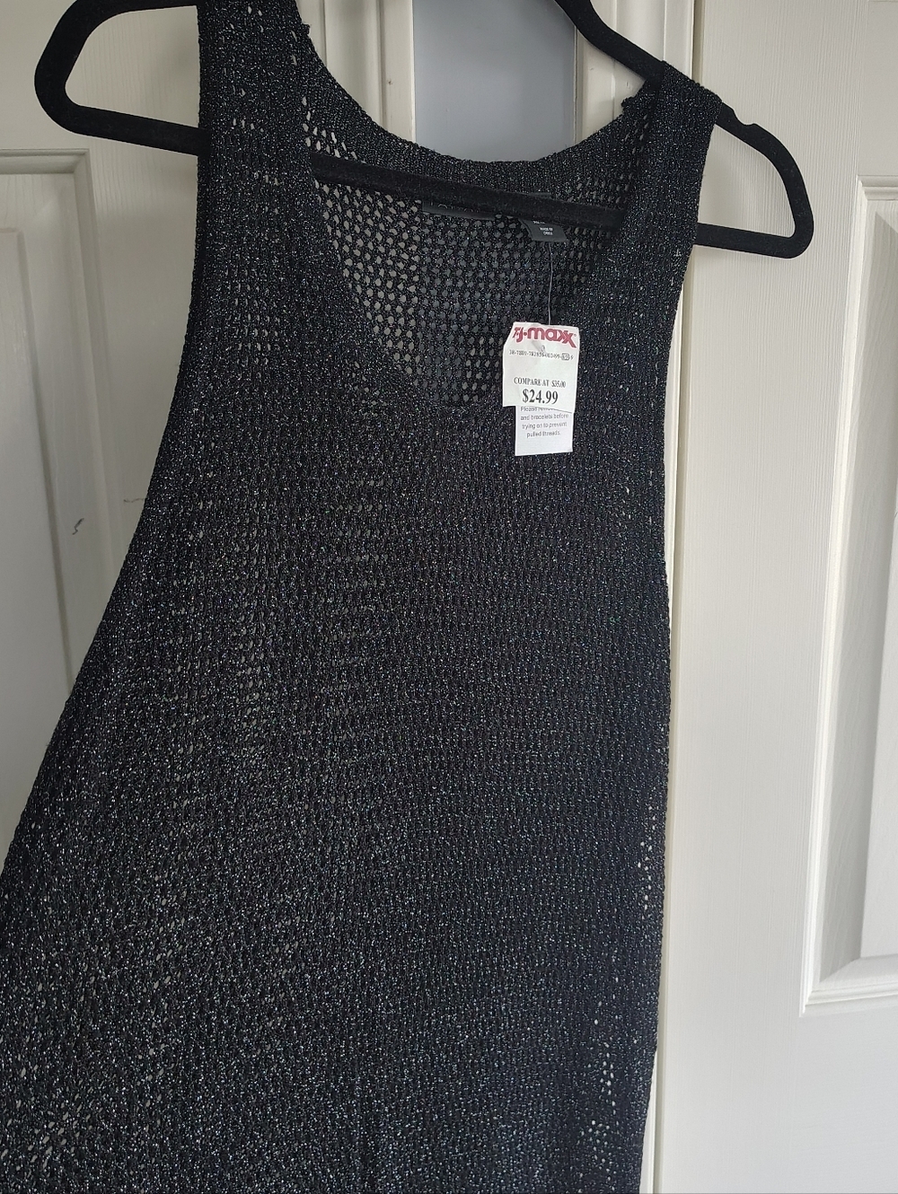 Tahari Black Shimmer Knit Tank Maxi Beach Coverup XL